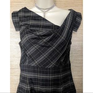 RARE~Black Halo Jackie O Plaid Dress